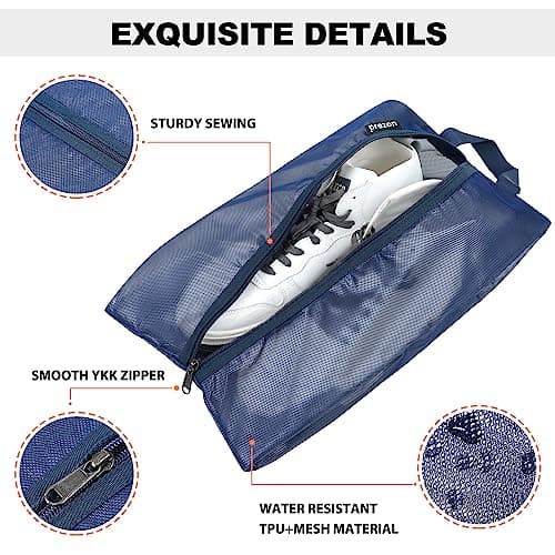Prezon Travel Shoe Bags, Water Resistant TPU Mesh, Sturdy YKK Zipper, Shoes Storage Bag, Shoes Packing Organizer, Unisex Shoe Pouch for Travel or Home Storage — view 3