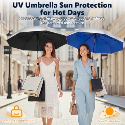 ZOMAKE UV Umbrella for Sun Protection UPF 50+ (46 Inch,Silver/Black) — view 6