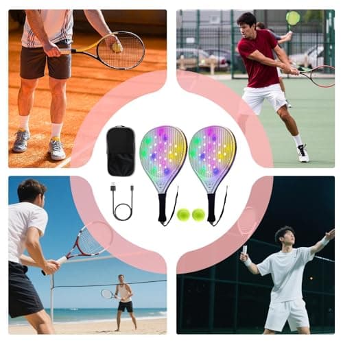 Womens Tennis Racket Glowing USB Beach Paddle Game Set — view 4