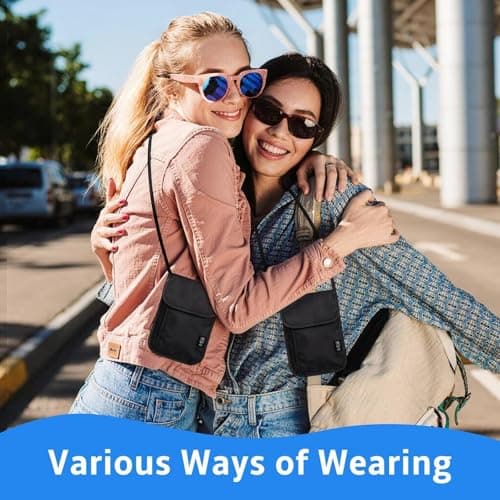 Quelcc Travel Neck Wallet with RFID Blocking, Black Travel Wallet with Adjustable Neck Strap, Travel Document Holder Organiser Bag for Women and Men — view 6