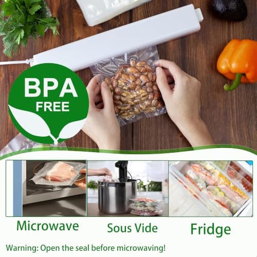 huruirui Vacuum Sealer Bags for Food 20x30cm 50pcs Vacuum Storage Bags Vac Pack Bag BPA Free Heavy Duty Embossed Food Great for Sous Vide PreCut Bag — view 6