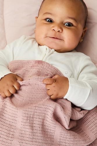 MORI Muslin Cellular Blanket in Organic Cotton & Bamboo, 70x100cm, Blush — view 6