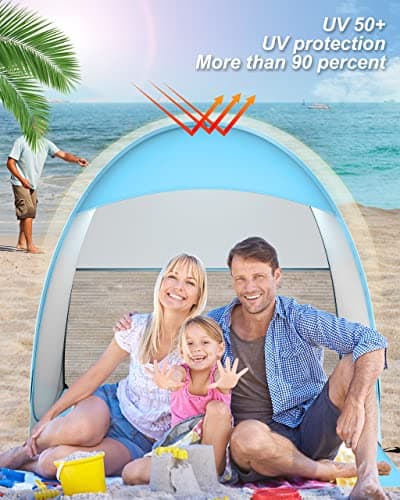 Pop Up Tent Beach Tent Portable Sun Shelters for Kids 2-3 Person, UV 50+ Protection Automatic Instant Baby Tent Outdoor Camping Tent for Family Beach, Picnic, Garden (Blue) — view 3