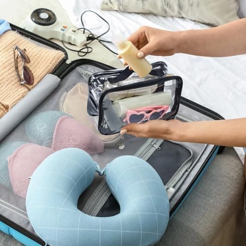 Hillban 6 Pcs Large Clear Packing Cubes for Travel, 3 Sizes PVC Bags, Black, L — view 5