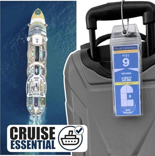 Cruise On Royal Caribbean Cruise Luggage Tag Holder (4 Pack) – Fits All Royal Caribbean Ships, Durable Travel ID Holders for 2026-2027 Cruises, Clear Waterproof Cruise Essentials — view 2