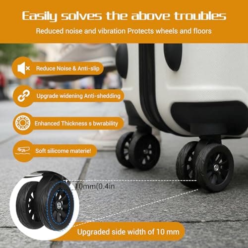 8pcs Suitcase Wheels Replacement, Ymapinc Suitcase Wheel Protectors, Wear-Resistant Anti-Noise Luggage Wheel Covers, Silicone Spinner Wheels Protectors for 2-2.4", Essential Travel Accessories (Black) — view 4