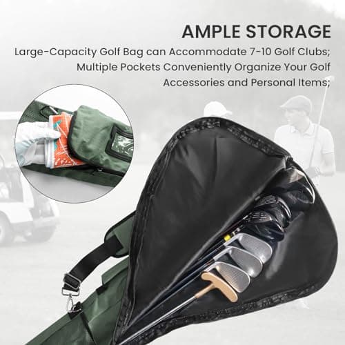 Golf Sunday Carry Bag for Men Women Lightweight Driving Range Zippered Waterproof, Golf Club Carry Case Travel Bag 49" Holds Up to 10 Clubs Portable Foldable (Grey) — view 5