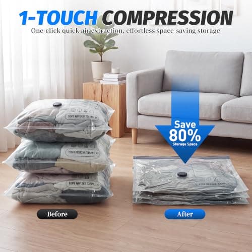 Wenrecu 9 Pack Vacuum Storage Bags with Cordless Electric Pump, 3 Sizes (40x50cm/40x60cm/50x60cm), Space Saver Bags for Travel & Home, Suitcase Camping Moving — view 3