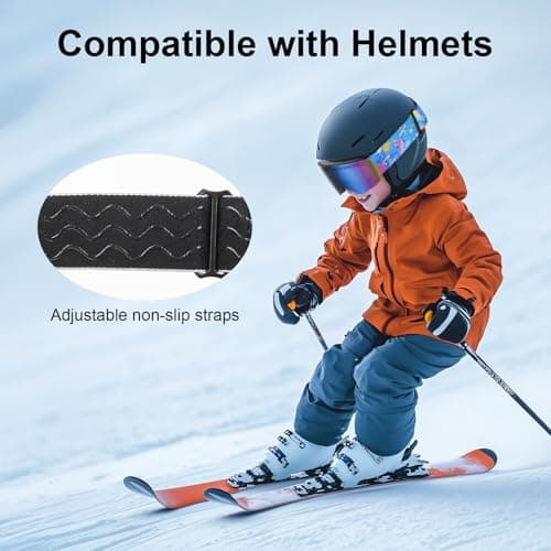 YooxArmor OTG Kids Ski Goggles,Anti fog Skiing Snowboard Goggles with Double Lenses for Children 6-14 Years,100% UV 400 Protection for Boys Girls,Helmet Compatible — view 4