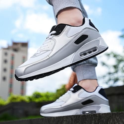 Padgene Men Women Running Shoes Sports Trainers Breathable Lightweight Sneakers Air Cushion Low Top Footwear Waking Fitness Lace up Shoes for Walking Gym Jogging Fitness Athletic Casual — view 3