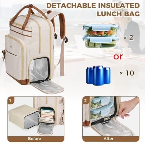 MATEIN Work Bag with Lunch Compartment, 15.6 Inch Lunch Backpack for Women — view 2