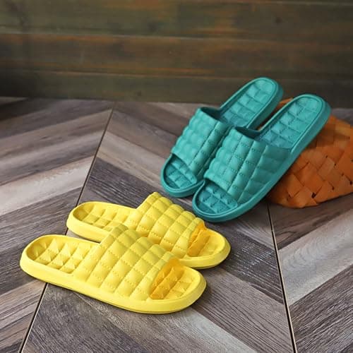 Women's Men's Summer Indoor Bathroom Slippers with Soft Cushion Sole, Non-Slip Rubber Outsole for Hotel Home Use, Solid Color Sandals for Couples (Green, 4) — view 4