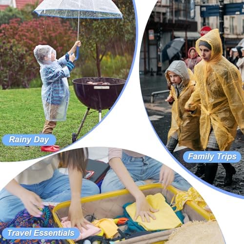 ZOCONE 12 Pack Poncho Waterproof Adult Kids Disposable Rain Ponchos Family Pack for Outdoor Camping Festivals Hiking Travel — view 2