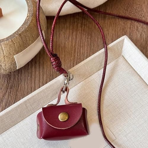 Necklace Pouches with Leather Materials for Coin Storage, Black — view 4