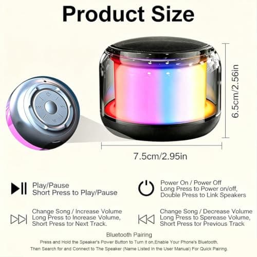 Bluetooth Speaker Portable Wireless Bluetooth Speaker with Colorful Lights — view 5