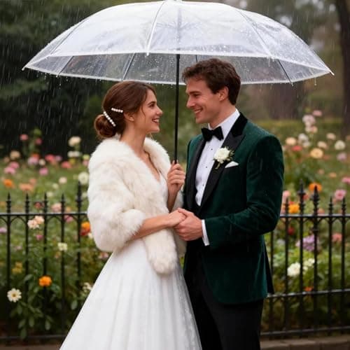 Puniama Clear Dome Umbrella, Windproof & Rainproof, 8 Ribs, Compact Folding Travel Umbrella for Men & Women, Portable See-Through Umbrellas for Weddings & Everyday Use — view 4
