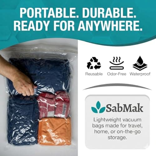Travel Vacuum Storage Bags with Rechargeable Pump – Pack of 12 Reusable Compression Bags for Clothes, Space Saver Suitcase Organiser for Cabin Luggage, Holidays & Home Storage — view 6