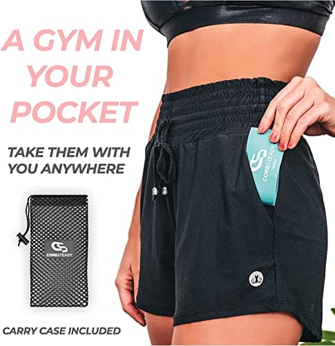 Coresteady Resistance Bands Set of 5 - Mini Fitness & Loop Exercise Band for Men & Women - Yoga, Body & Gym Sport Resistance Loop Bands for Strength, Muscle & Tone - With E-Guide & Travel Bag — view 4