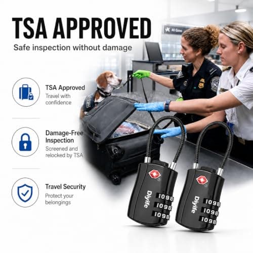 Diyife TSA Approved Luggage Locks with Flexible Steel Cable, Easy to Set up — view 4
