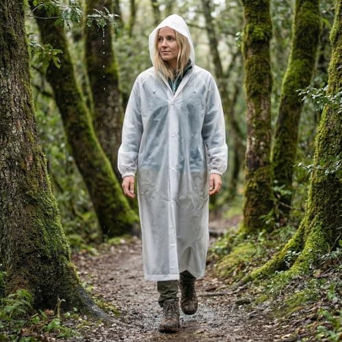 DEAYOU 12 Pack Rain Ponchos for Adults Reusable, Long Raincoats with Drawstring Hood, Waterproof EVA Emergency Rain Jackets for Women Men, Travel, Camping, Hiking, Packable, Family Pack, Transparent — view 6