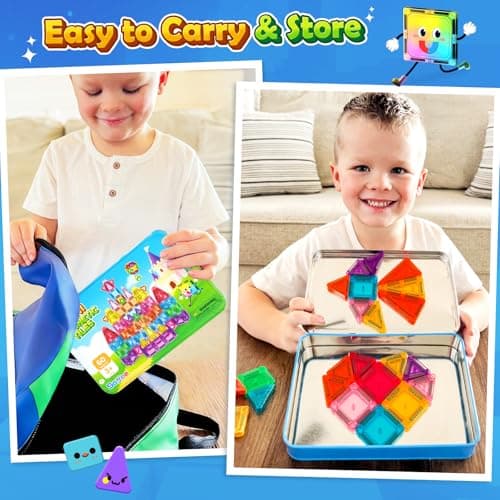 Soyee Mini Travel Magnetic Tiles with Metal Tin Case for Kids Ages 3+ — view 3
