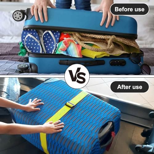 Kyrio 4 PCS Luggage Straps for Suitcases, Heavy Duty Luggage Straps, Adjustable Luggage Strap for Travel Bag Luggage（Light Blue, Fluorescent Green, Yellow, Enamel Red） — view 4