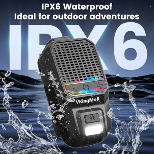 VkingMoR Wearable Bluetooth Speaker, Clip-On Portable Speaker with Built-in Mics Hands-Free Music and Calls for Hiking/Biking, Small Speakerr with LED Light, 15H Battery Life Speaker (Classic Black) — view 5