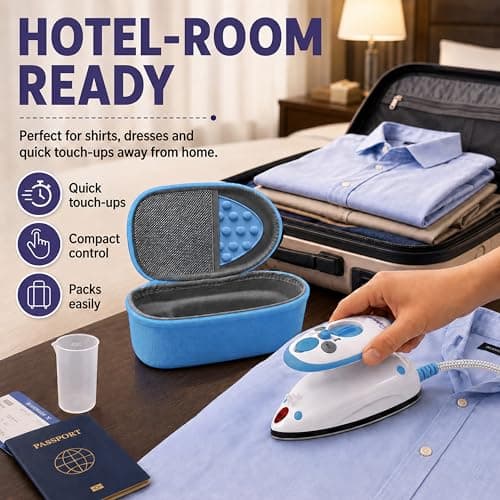 The Quilted Bear Premium Mini Steam Iron for Quilting and Travel, Blue — view 5