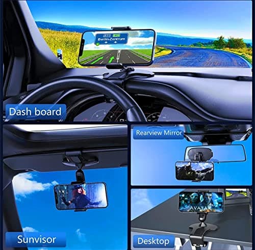 Orco Dashboard Phone Holder for Car Clip On Car Phone Mount 360 Degree Rotation Adjustable Automobile Cradle Suitable for Smartphone 4 to 7 inch — view 3