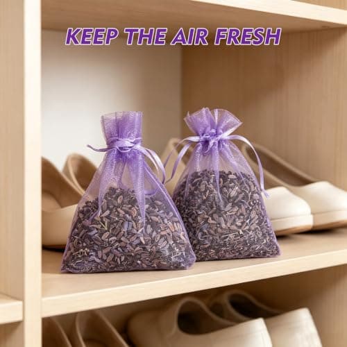 Mnuwoee 80 Pcs Lavender Bags Empty, Small Purple Organza Bags Drawstring — view 6