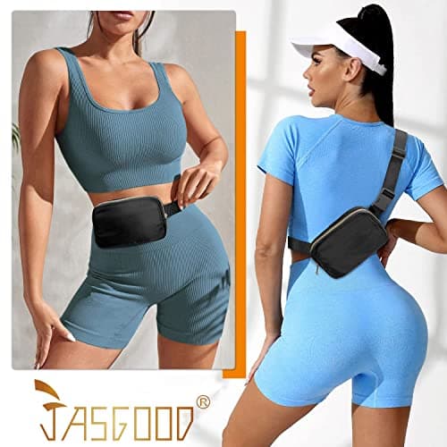 JASGOOD Belt Bag for Women Men Crossbody Fanny Pack Bum Hip Waist Bags with Adjustable Standard Strap for Running,Black — view 2
