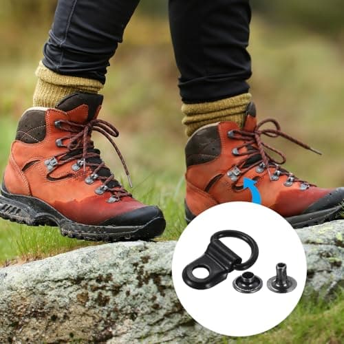 PATIKIL Shoe Boot Lace Hook, 30 Pack Stainless Steel Boot Buckle Fitting with Rivets for Climbing Hiking Camping Shoes, Black — view 5