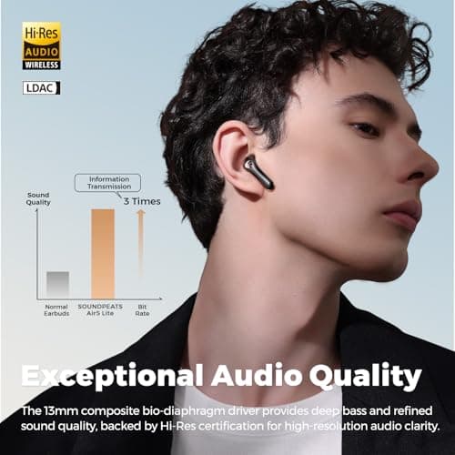 SoundPEATS Air5 Lite Wireless Earbuds with Hi-Res Audio Black — view 2