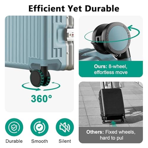 AIWEINY Suitcase Carry-on Luggage Spring-Summer Travel Airline Approved with TSA Lock 360° Wheel PC Hard Shell and Aluminum Frame Pressure-Resistant (Upgraded Blue 20) — view 5