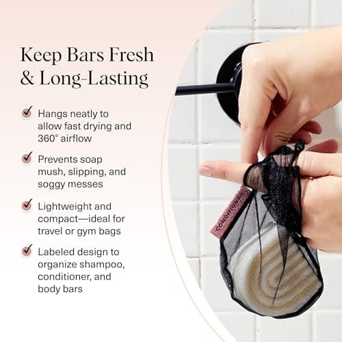 Kitsch Bar Soap Bag, Recycled Mesh Beauty Pouch, Eco-Friendly - Black — view 3