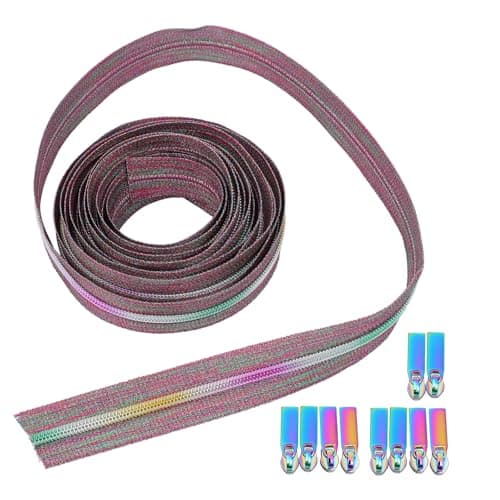 Nylon Coil Zipper Tape with 10 Detachable Pulls, DIY Sewing Kit