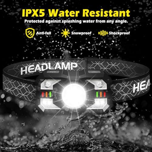 Hyted Head Torch Rechargeable, 2 Packs Super Bright 2000 Lumens LED Headlamp Headlight with Motion Sensor, 10 Light Modes, Waterproof Headtorch for Camping, Running,Cycling,Fishing — view 5