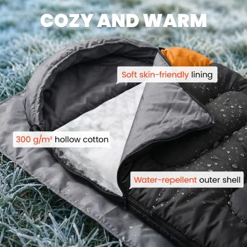 Outsunny Sleeping Bag for Adults Compact Sleeping Bag 3 Seasons Grey — view 4