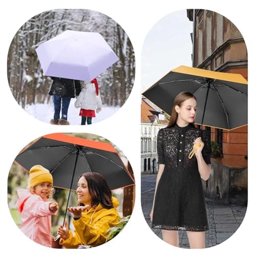 FANSEZQ Mini Sun Umbrella, Lightweight Compact Umbrella For Women And Kids, Portable Uv Parasol With Storage Box (Yellow) — view 4