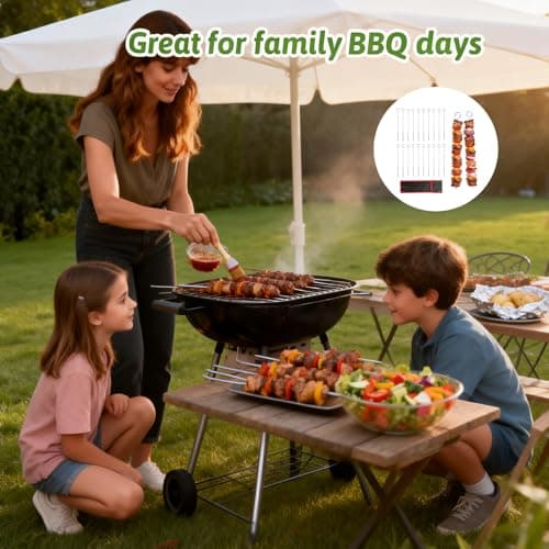 20 Pack Metal BBQ Skewers, 30cm Stainless Steel Kebab Sticks — view 5