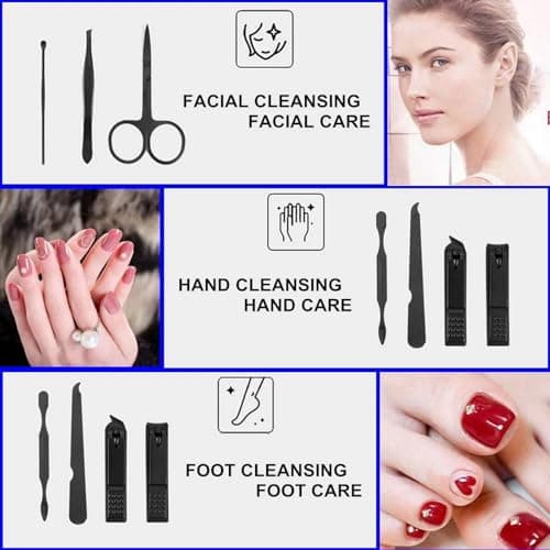 Manicure Set Men Travel Manicure Set Personal Care Kit Nail Clippers Mens Accessories Stainless Steel Nail Clippers Set Pedicure Set Nail Grooming Kit Gift for Men Women Husband Friend Parents — view 4