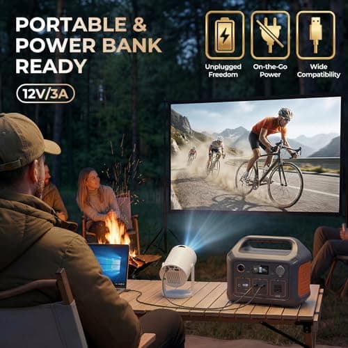 Mini Projector, Portable Projector, 1080P Native, 4K Supported, Power Bank Supported, 360° Rotating Design, LED Projector for Home, Outdoor, Bedroom, Camping, Movies, Travel — view 2