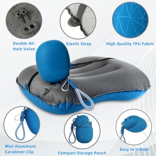 Crisonky Camping Pillow, Inflatable Pillow with 2-in-1 Air Pump Storage Bag — view 4