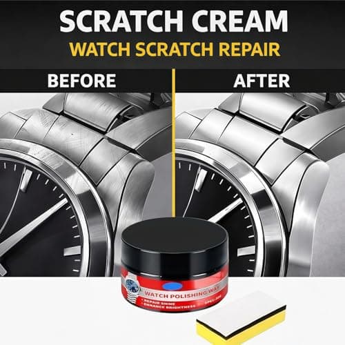 Watch Polishing Kit,Premium Watch Cleaning Kit & Watch Glass Scratch Remover,Watch Polish and Screen Scratch Repair,Polishing & Cleaning Paste with Sponge,Strap & Stainless Steel Scratch Remover,30g — view 2