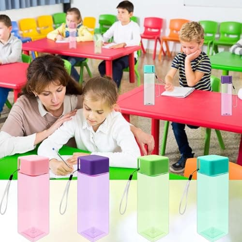 20 Pack 450ml Square Plastic Water Bottles, Multicolour Drinks Bottles — view 6