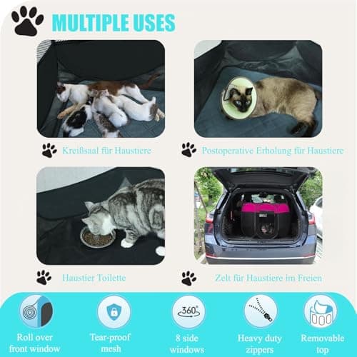 Pet Playpen Portable Dog Pen Foldable Pop Up Cat Play Pen, Oxford Fabric Soft Dog Crate Cage Puppy Pen for Indoors Outdoor Travel, Cat Tent Whelping Box for Kitten Rabbit Hamster Guinea Pig (Grey M) — view 4