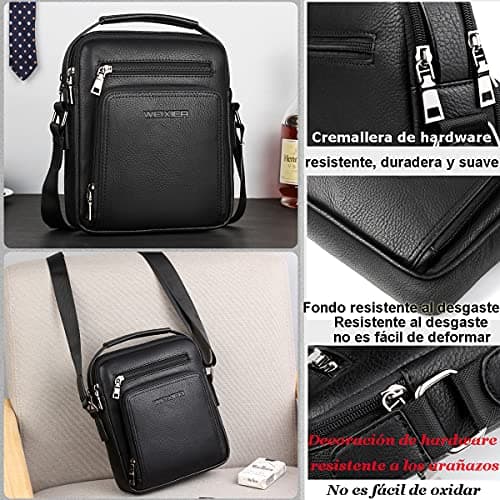 A-QMZL Mens Shoulder Bags Travel Shoulder Bag Messenger Bag Vintage PU Leather Shoulder Bag Waterproof Crossbody Handbag Satchel Sling Bags Suitable for Leisure, Festivals and Travel (black) — view 5