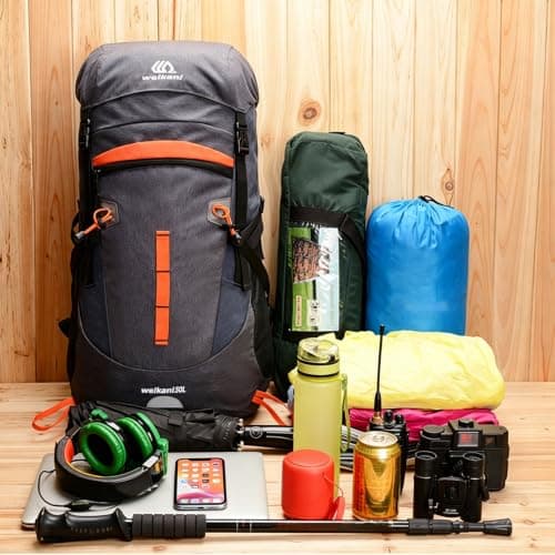 Lawaia 50L Hiking Backpack for Travelling Camping Large Rucksack for Men Women Waterproof Walking Trekking Sports and Outdoor Lightweight Backpack Survival Mountain Bag Festival Fishing — view 4