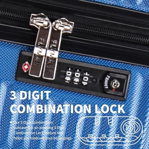FLYMAX 24" Medium Suitcase Super Lightweight 4 Wheel Spinner Hard Shell ABS Luggage Hold Check in Travel Case Navy 67L — view 6