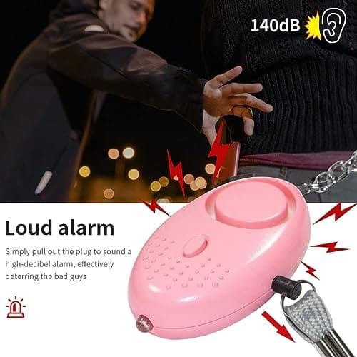 Personal Alarms For Women, Police Approved 140DB LOUD Security Alarms Keychain with LED Light, Self Defence Panic Rape Attack Safety Sound Kit for Women, Girl Elderly, Student, Night Walker (Pink) — view 6